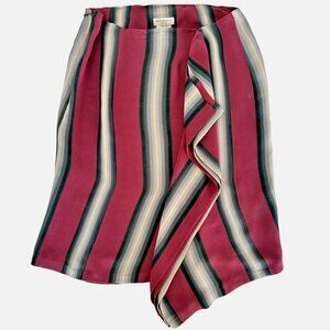 DRIES VAN NOTEN pink & gray striped skirt 100% silk, size 36 (small)